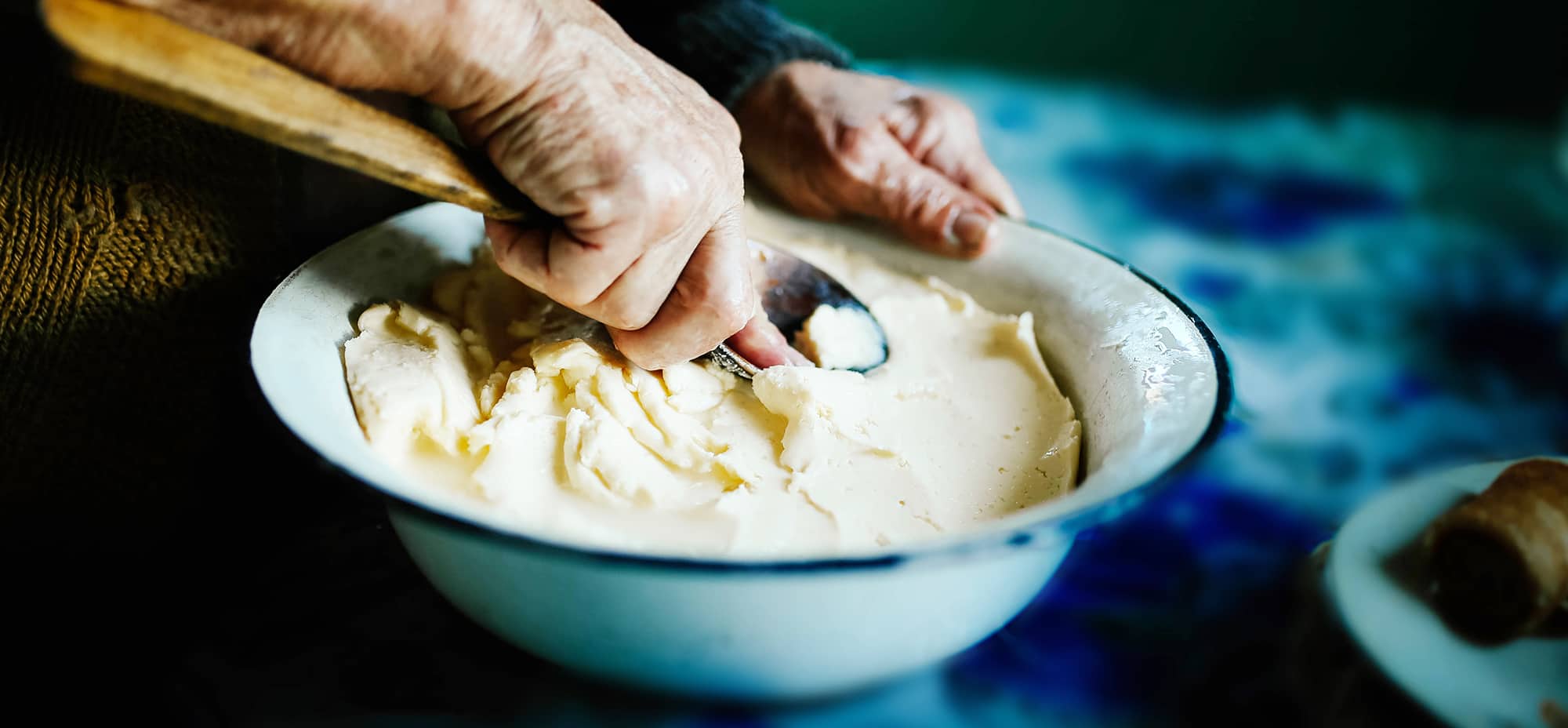 A chef is pictured softening butter